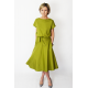 LUCY - Midi Flared cotton dress - olive