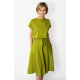 LUCY - Midi Flared cotton dress - olive