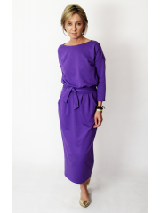 NINA - Cotton maxi belted dress - violet