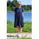 TESSA - A-förmiges Kleid mit kurzen Ärmeln - Marineblaue Tupfen