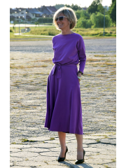 ADELA - Midi Flared cotton dress - violet