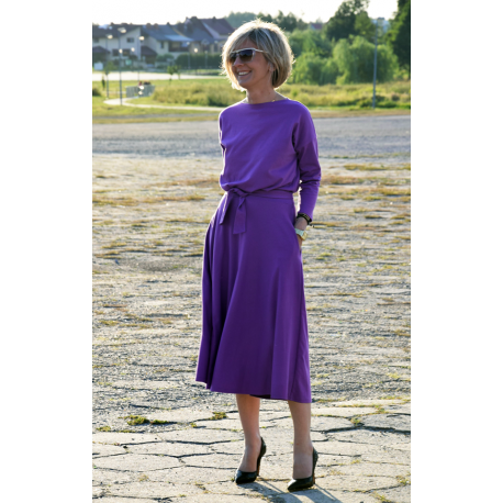 ADELA - Midi Flared cotton dress - violet