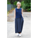 ROMA - langer Baumwollrock mit hoher Taille - Marineblaue Tupfen
