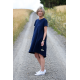 TESSA - A-förmiges Kleid mit kurzen Ärmeln - Marineblau