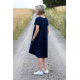 TESSA - A-förmiges Kleid mit kurzen Ärmeln - Marineblau