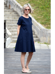 SMILE - trapezoidal dress with short sleeves - navy blue