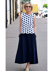 ROMA - long cotton skirt with high waist - navy blue