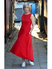 AUDREY - long cotton dress - red