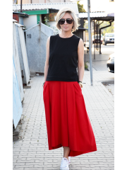ROMA - long cotton skirt with high waist - red
