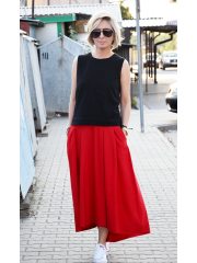 ROMA - long cotton skirt with high waist - navy blue