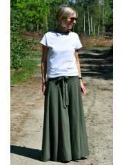 DRESCODE - long, cotton skirt with a bow or knit - khaki