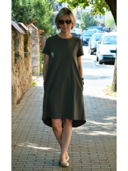 TESSA - A-förmiges Kleid mit kurzen Ärmeln - khaki