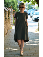 TESSA - A-shaped dress with short sleeves - khaki