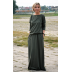 MAXIMA - cotton long dress with pockets - green