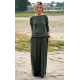 MAXIMA - cotton long dress with pockets - khaki