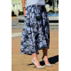 ROMA - langer Baumwollrock mit hoher Taille - marineblau