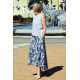 ROMA - langer Baumwollrock mit hoher Taille - marineblau