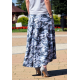 ROMA - langer Baumwollrock mit hoher Taille - marineblau