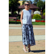 ROMA - langer Baumwollrock mit hoher Taille - marineblau