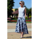 ROMA - langer Baumwollrock mit hoher Taille - marineblau
