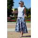 ROMA - long cotton skirt with high waist - navy blue