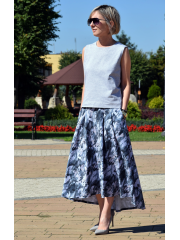 ROMA - long cotton skirt with high waist - camo flowers