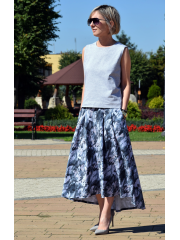 ROMA - long cotton skirt with high waist - navy blue